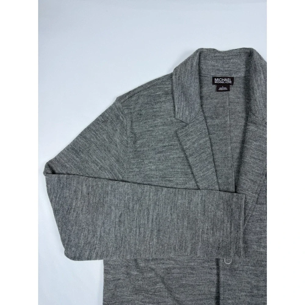 Michael Kors Knit Blazer Mens Large Gray 100% Wool 2-Button Sweater Jacket F28
